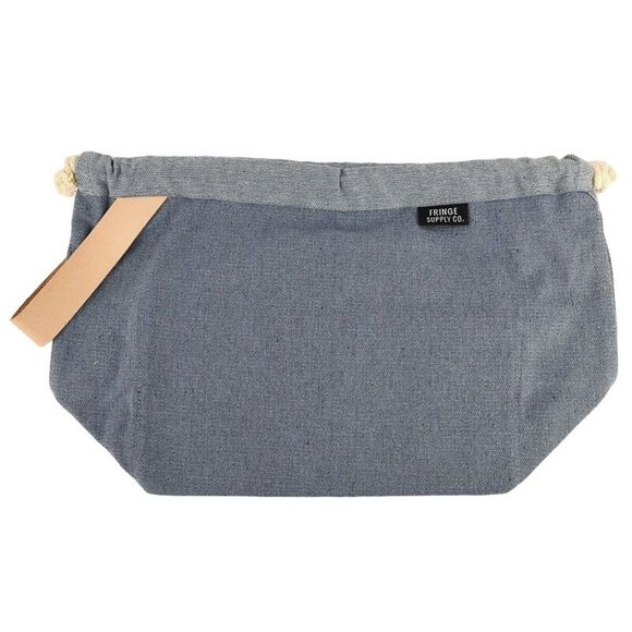 Fringe Supply Co. Chambray Blue Field Project Bag With Leather Strap NEW - Picture 1 of 4